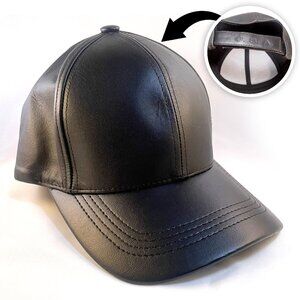 Adjustable Baseball Hat USA Made + Embossed Emstate Winner Caps Genuine Leather